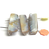 Natural Real Mother of Pearl Shell Iridescent Toggles, 3-Sided 1.5" Long 2-Hole Buttons, Pack of 20 #LP-108