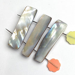 Natural Real Mother of Pearl Shell Iridescent Toggles, 3-Sided 1.5" Long 2-Hole Buttons, Pack of 20 #LP-108