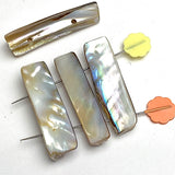 Natural Real Mother of Pearl Shell Iridescent Toggles, 3-Sided 1.5" Long 2-Hole Buttons, Pack of 20 #LP-108