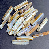 Natural Real Mother of Pearl Shell Iridescent Toggles, 3-Sided 1.5" Long 2-Hole Buttons, Pack of 20 #LP-108