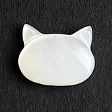 PACK OF 10 Cat Head Beads, White Pearl Shell, Small 7/16", 10.5mm, Pack of 10 Kitties #LP-109