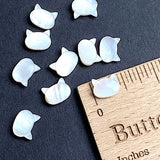 PACK OF 10 Cat Head Beads, White Pearl Shell, Small 7/16", 10.5mm, Pack of 10 Kitties #LP-109