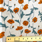 Poppies, 100% Linen Print from Japan, Hokkoh Lawn, 43" Wide By the Yard #7021
