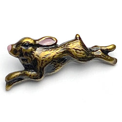 Rabbit 3/4" Small Metal Running Bunny Button by Susan Clarke  #SC-96