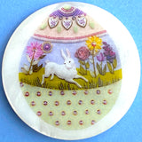 Easter Egg with Bunny Rabbit, Mother of Pearl Button, 1-3/8" #SC-1674 by Susan Clarke