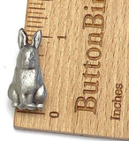 Pewter Bunny Button, 1" Rabbit, Shank Back, USA-Made Lead Free Pewter, Per Button #HBU-5