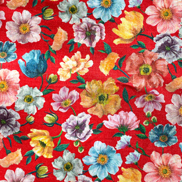 REMANT Red Cosmos Liberty of London Tana Lawn.  1/2 Yard Piece