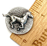 Pewter Horse Button, 7/8" Shank Back, USA-Made Lead Free Pewter, Per Button #HBU-13