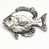 Pewter Fish Button, 1-1/4" Bluegill, Shank Back, USA-Made Lead Free Pewter, Per Button #HBU-22