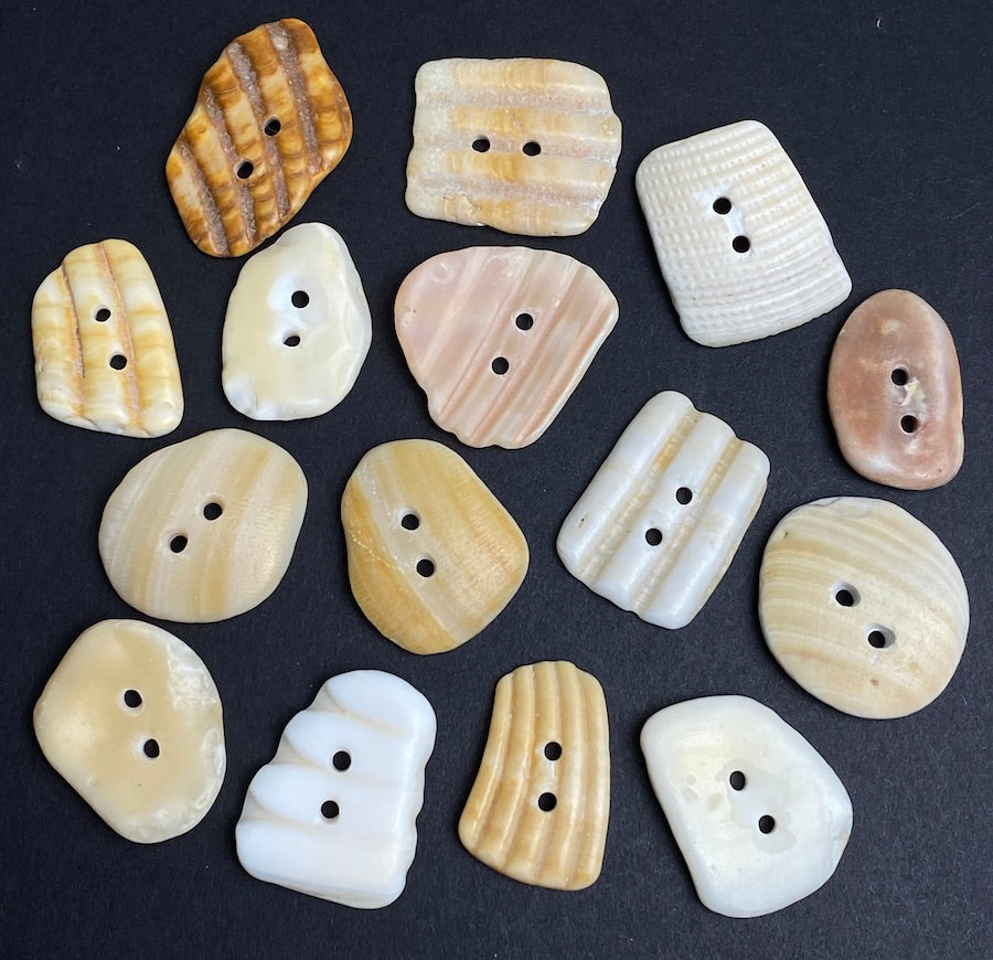 15 Stunning Natural SHELL Buttons, Roughly 1