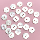 White/Off-White Pearl Shell, 9/16" Iridescent 2-Hole MOP Button 14mm, Pack of 50 for $6.00 #LP-46
