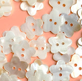 White Flower Shell Buttons, 3/4", Quirky-Cute, Pack of 12 for $5.50 #LP-47