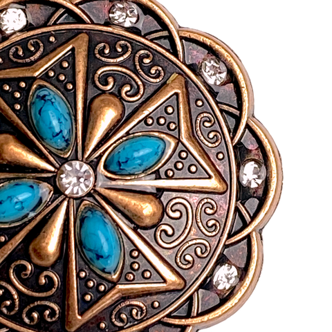 CBCONCH 109C Copper Flower With Turquoise Conchos