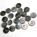 Color Mix, Gray to White Tiny Shiny Iridescent Shell, 10mm 3/8" Graphite, Pack of 100 Buttons   #LP-48