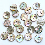 Abalone Tiny Mixed Naturals, 3/8" Round 2-hole, 10mm, Pack of 20 Buttons for $4.50  #LP-49