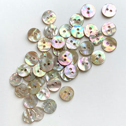 Abalone Tiny Mixed Rainbow Beige Naturals, 3/8" Round 2-hole, 10mm, Pack of 50 Buttons for $9.00  # LP-49-50