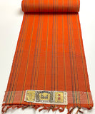Orange/Yellow/Raisin Yarn-Dyed Stripe Vintage Kimono Silk Tsumugi from Japan By the Yard #108