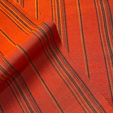 Orange/Yellow/Raisin Yarn-Dyed Stripe Vintage Kimono Silk Tsumugi from Japan By the Yard #108