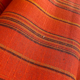 Orange/Yellow/Raisin Yarn-Dyed Stripe Vintage Kimono Silk Tsumugi from Japan By the Yard #108