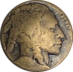 Indian Head, Tiny Replica, 7/16" Antique Brass Color, 11mm, Shank Back.   #FJ-17