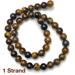 SALE Tiger-Eye Beads, Brown Mix, 8mm / 5/16", Strand of 45-48 Beads,  #LP-52