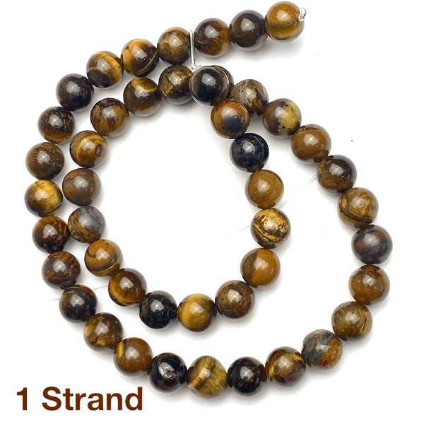 Tiger-Eye Beads, Brown Mix, 8mm / 5/16", Strand of 45-48 Beads,  #LP-52