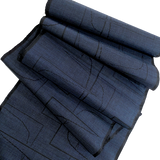 REMNANT 1.5 Yards, STIFF AND PAPERY Midnight Blue/Black Ikat, Crisp, from Japan #750