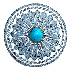 Turquoise Winterflower, 1-5/16"/33mm, Southwest Style Metal Shank Back Button # SWC-138