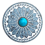 Turquoise Winterflower, 1-5/16"/33mm, Southwest Style Metal Shank Back Button # SWC-138