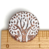 SALE Rust/White Tree of Life 1" Metal Button Shank Back #SWC-29