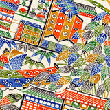 SALE Okinawa Traditions Bingata Chirimen Crepe Vintage Kimono Silk from Japan By the Yard #752