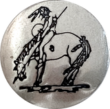 Vintage Sterling Silver Southwest Button Cover, 3/4", Horse Person # MV 26
