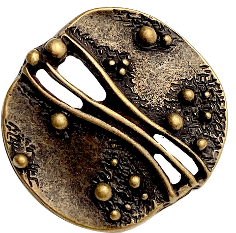 LAST ONES Artform Antique Brass Roundish Button, 23mm  15/16"  #888