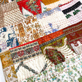 SALE  Sari Kantha - Whites and Brights, Hand Stitched Patchwork Quilt/Throw 59" x 84" #KN-2