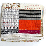 SALE  Sari Kantha - Whites and Brights, Hand Stitched Patchwork Quilt/Throw 59" x 84" #KN-2