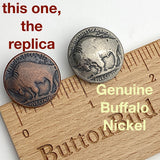 Dark Copper Buffalo "Nickel" Button, Replica, 3/4" / 20mm, Shank Back, Metal  #FJ-20