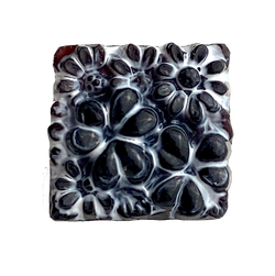 Black/Gray Vintage Square Floral  7/16" Glass Button from Susan Clarke  #13A