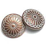 Re-Stocked, Southwest Sunflower Copper / White Metal Button 13/16" 20mm, Shank, #SWC-8