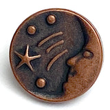 Re-Stocked, Tiny Moon + Shooting Star, Copper / Black  1/2" Shank Button #SWC-58