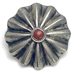 Re-Stocked, Red Bead Daisy 1" Scallop-Edge Button # SW-253