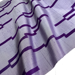 DEEPER SALE Climbing Zigzags Rustic Purple Shine Ikat, Vintage Kimono Silk from Japan By the Yard  #755