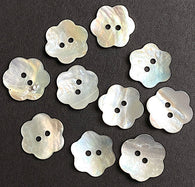 DEEP SALE, Flower-Shaped Moonrise Mother of Pearl Shell 5/8", Pack of TEN Buttons. 15mm   #LP-21