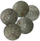 Gray Green Extra Large Scooped Coconut Button, "Rustica"  2-1/4"