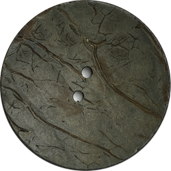 Gray Green Extra Large Scooped Coconut Button, "Rustica"  2-1/4"