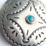 Blue Star Pond 1.5" Silver / "Turquoise" Shank-Back Southwest Concho Style Button #SW-268