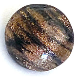 Running Low, Black Vintage Glass with Coppery Gold Streaks, 7/16" Buttons, Vintage, Europe 11mm, Per Button  #CL-08