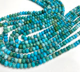 Turquoise Beads, Small Faceted, Hubei, Blue-Green, 3mm x 4mm Rondelle, 15" Strand # L093