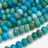 Turquoise Beads, Small Faceted, Hubei, Blue-Green, 3mm x 4mm Rondelle, 15" Strand # L093