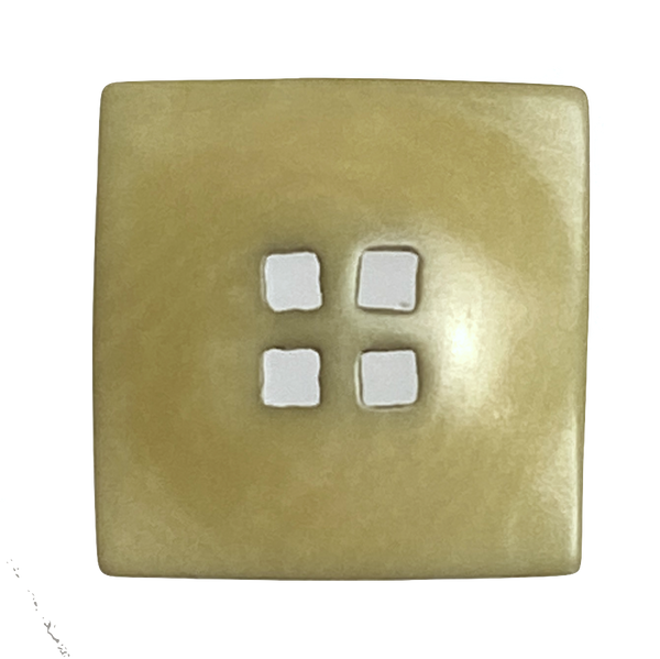 Olive Green Square 9/16" Corozo Button, Five Squares Tagua Nut "Vegetable Ivory", 15mm  #SK-515