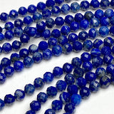 Lapis Lazuli Faceted Tiny Beads, 4mm Round,Strand of 90,  # L-468